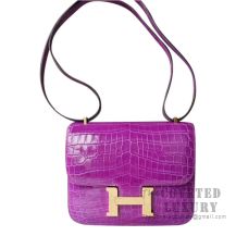 Hermes Mini Constance 18 Bag 5C Violet Shiny Niloticus GHW