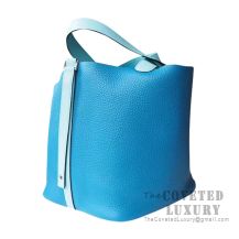 Hermes Picotin Lock 18 Bag 7W Blue Izmir And 3P Blue Atoll Clemence SHW