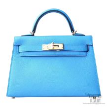 Hermes Mini Kelly II Bag 2t Blue de Paradise Epsom GHW