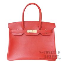 Hermes Lindy 30 Bag S5 Rouge Tomate And CC37 Gold Clemence GHW