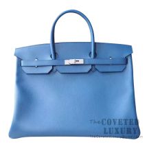 Hermes Lindy 30 Bag R2 Blue Agate And 4Z Gris Mouette Clemence SHW