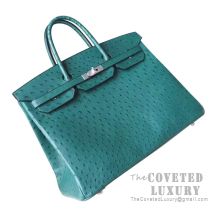 Hermes Birkin 30 Handbag CC75 Blue Jean Ostrich SHW