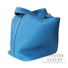 Hermes Picotin Lock 18 Bag CC76 Blue Indigo Clemence SHW