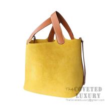 Hermes Picotin Lock 22 Bag 1Z Jaune Poussin Grizzly And Barenia SHW