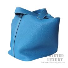 Replica Hermes Lindy Mini Bag In Blue Lin Clemence Leather GHW