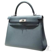Hermes Kelly 25 Blue Leather Handbag (Pre-Owned) - ShopStyle Tote Bags