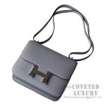 Hermes Constance mini Verso Blue agate/ Gris mouette Epsom leather Silver  hardware