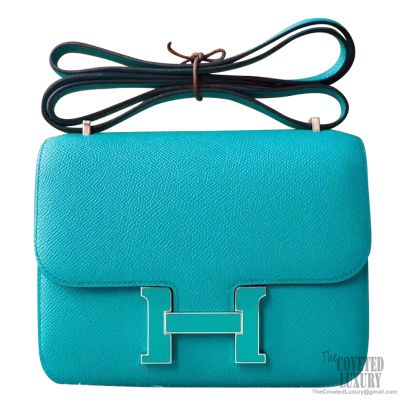 A BLEU PAON EPSOM LEATHER MINI CONSTANCE 18 WITH ENAMEL CLASP