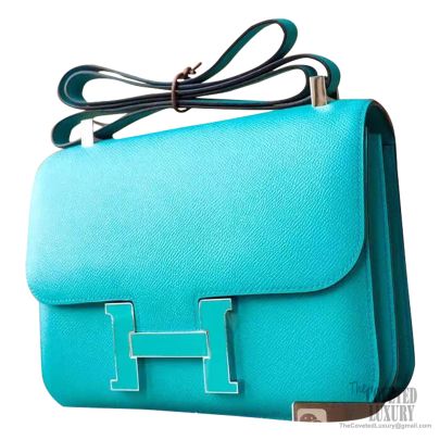 Hermes Constance 23 Bag 7F Blue Paon Epsom With Enamel Buckle