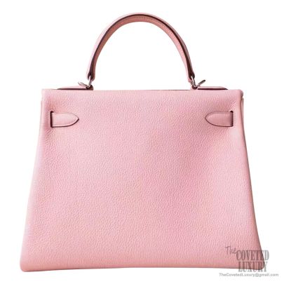 Hermes Kelly 28 Rose Jaipur Togo Leather Bag