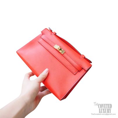 HERMES Swift Leather Kelly Pochette Etoupe | Luxity