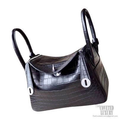 Replica Hermes Mini Lindy Handmade Bag In Black Matte Alligator Leather
