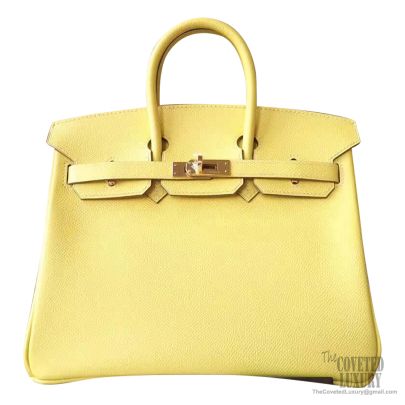 Hermes Birkin bag 25 Soufre Epsom leather Gold hardware