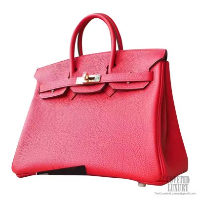 Hermes Birkin 25 Handbag Q5 Rouge Casaque Epsom SHW