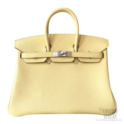 Hermes Jaune Poussin Togo Gold Hardware Birkin 25 Handbag Bag Tote