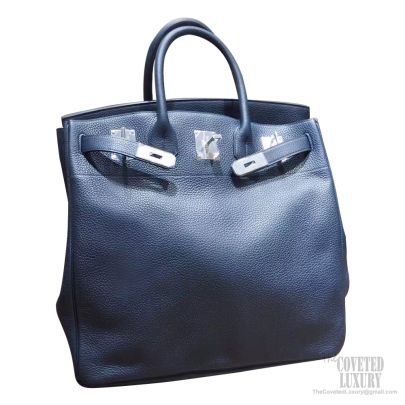Hermès Birkin 40cm HAC Blue Marine & Blue Nuit Canvas and Evercolour Leather