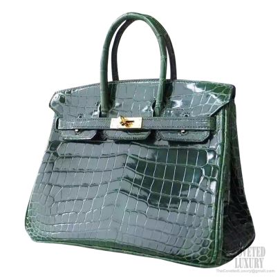 Hermes Birkin 30 Bag Vert Fonce Crocodile GHW