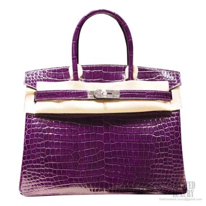 Hermes Birkin 30 Porosus Purple Crocodile Bag