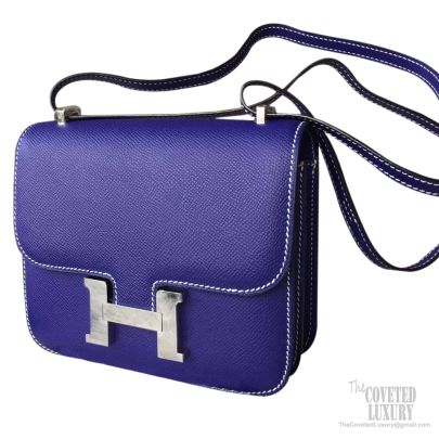 2017 Hermès Blue Electric Epsom Leather Constance 23cm