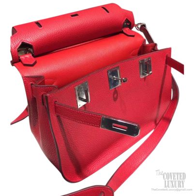 Hermes Rouge Pivoine Togo Leather Jypsiere 28 Bag