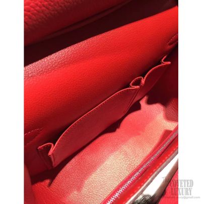 Hermes Birkin 35CM Bag Taurillon Clemence Leather Gold Hardware, Q5 Rouge  Casaque