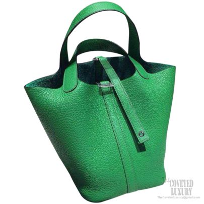 Hermes Picotin Lock Monochrome bag MM So-green Bambou Clemence leather Green  hardware