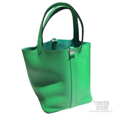 Hermès 2021 Clemence Monochrome Picotin Lock 18 - Green Bucket Bags,  Handbags - HER529616