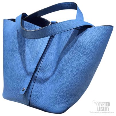 HERMES Hermes Picotin Lock MM Handbag Taurillon Clemence Blue