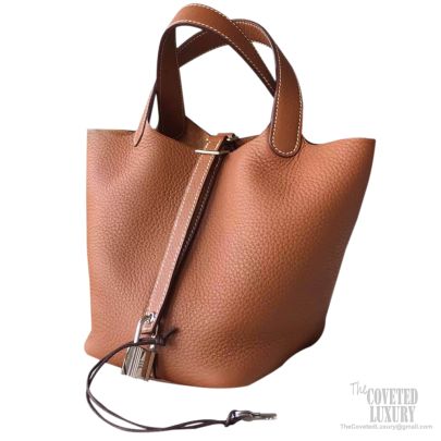 Hermes Taurillon Clemence Picotin Lock 22 MM Taupe