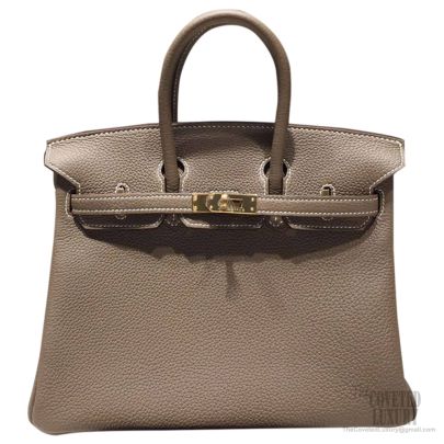 Hermes Etoupe Togo GHW Birkin 25 Handbag