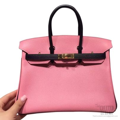 Hermes Birkin 25 Handbag 1Q Rose Confetti Epsom GHW