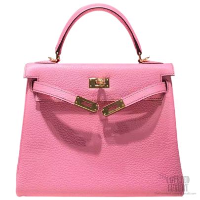 Hermes 25cm Bubblegum Pink Swift Leather Palladium Plated Kelly
