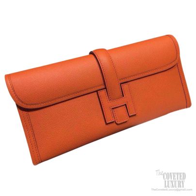 Hermes Feu Epsom Leather Jige Elan H Clutch Bag.  Luxury, Lot #56076