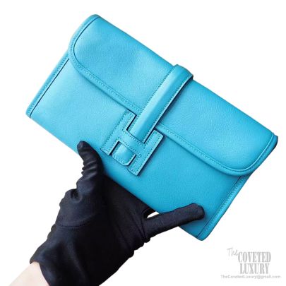 Blue Hermes Swift Jige Elan 29 Clutch Bag