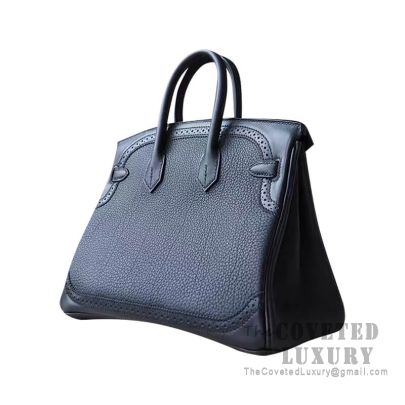 Hermes Birkin 25 Handbag 89 Noir Box GHW