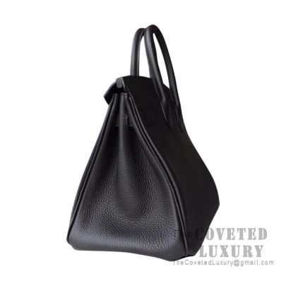 Hermes Black Noir Togo GHW Birkin 25 Handbag
