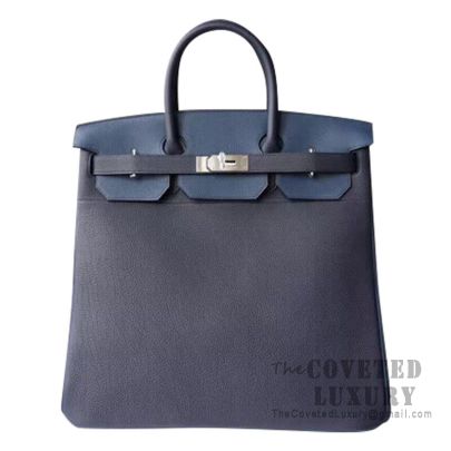 Hermes Birkin Hac 40 Bag 2Z Bieu Nuit And N7 Blue Tempete And 3P Blue Atoll