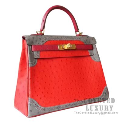 GET A CLOSE UP OF THIS Vintage Kelly 28 Rouge Hermes Color Code 55