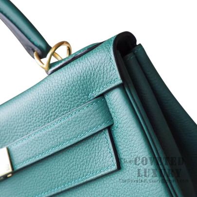 Hermes Kelly 25 togo malachite gold harwdare