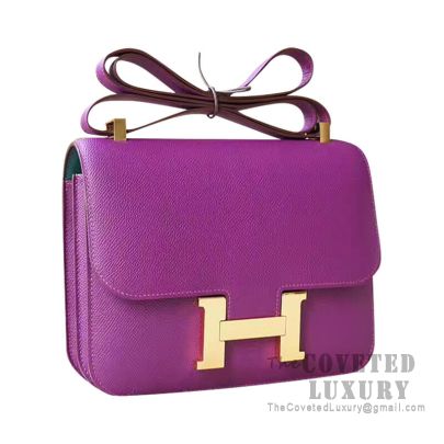 Hermes 23cm Malachite Epsom Leather Double Gusset Constance Bag