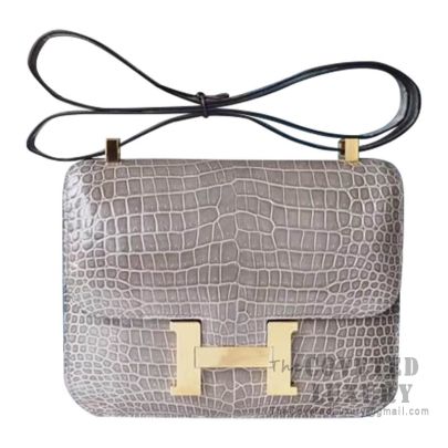 Hermès 23cm Rogue Casaque Evercolor Leather Constance Bag with Gold, Lot  #14115