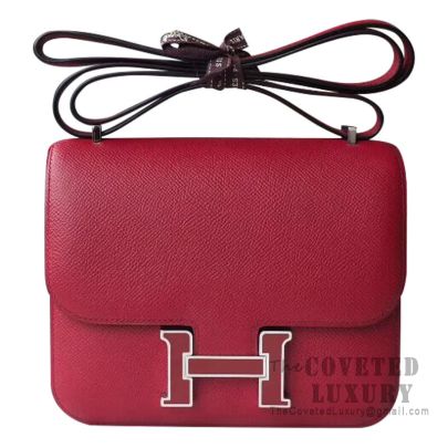 Hermes Constance 18 Rouge Grenat Epsom Enamel GHW, Luxury, Bags & Wallets  on Carousell