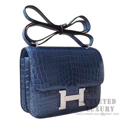 Hermes Mini Constance 18 Bag 7F Blue Paon Epsom SHW