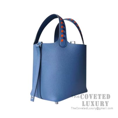 Hermès Picotin Lock 18 In Bleu Saphir And Bleu Brighton Clemence