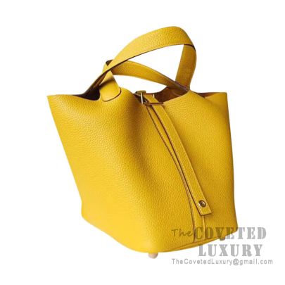 Replica Hermes Picotin Lock 22 Handmade Bag in Gold Clemence Leather