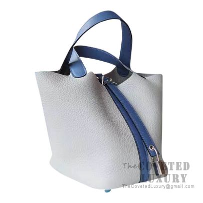 Hermes Birkin bag 30 Blue agate Clemence leather Silver hardware