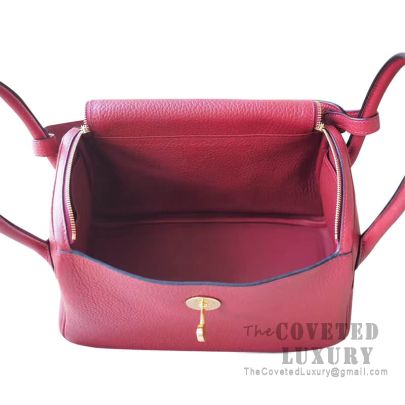 Replica Hermes Lindy Mini Bag In Red Clemence Leather GHW