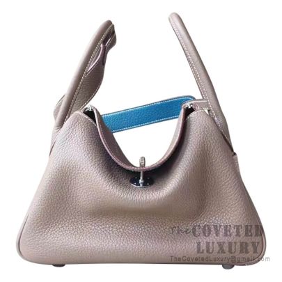 Hermes Lindy bag mini Etoupe grey Clemence leather Silver hardware