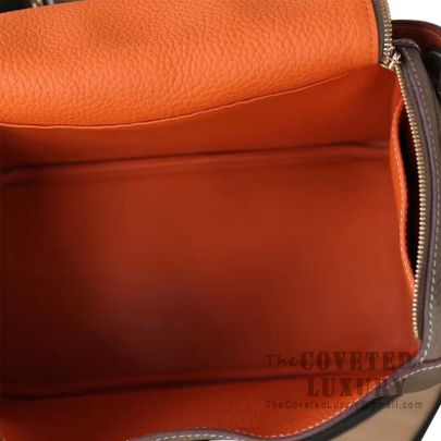 Hermes Lindy 26 Bag CC18 Etoupe And L5 Crevette Clemence GHW