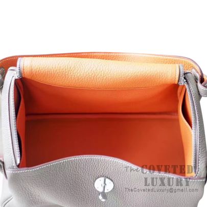 Hermes Lindy 26 Bag CC18 Etoupe And CK93 Orange Clemence GHW